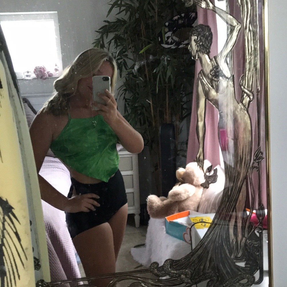 Green bandana crop top